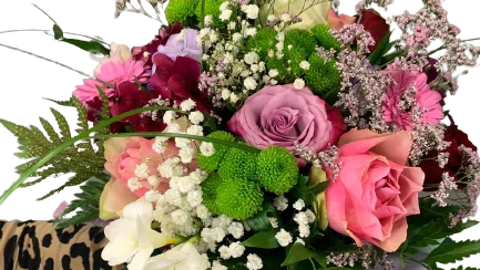 Mieszny bukiet dla babci (róże, gerbery, frezji) z dostawą niska cena Milanówek