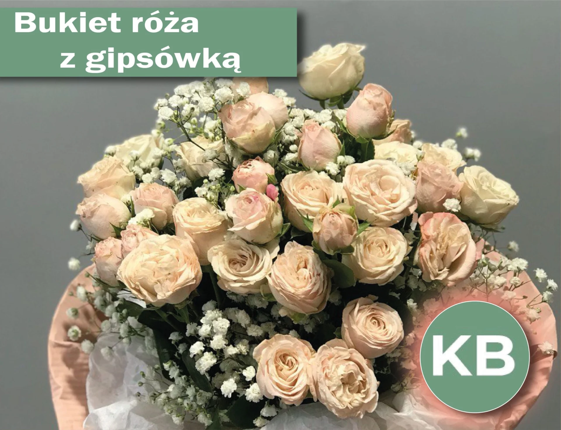 Wspaniały, pachnący bukiet z róż i gipsówki.