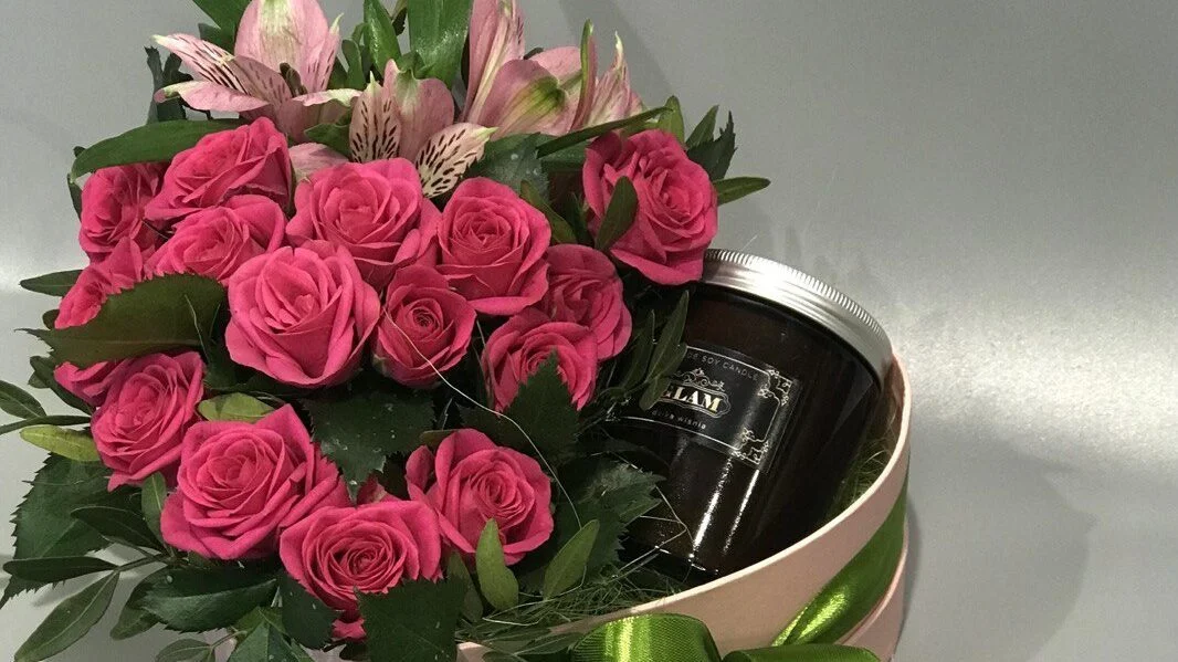 Flowerbox z świecą zapachową Warszawa