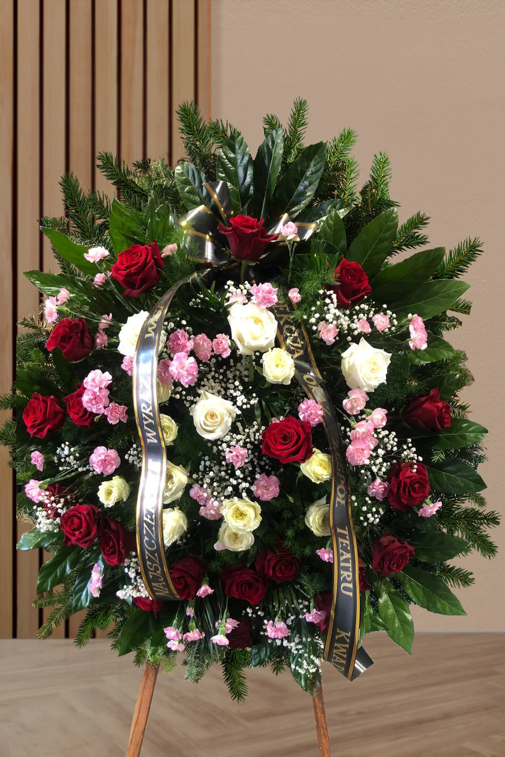 kompozycja kwiatowa na pogrzeb stojąca